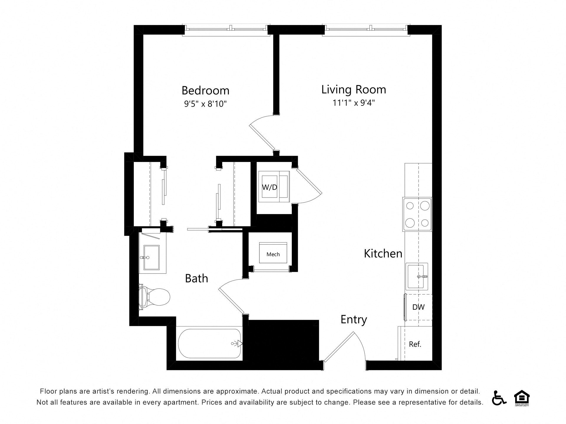 1 Bed |  1 Bath |  "apartment"